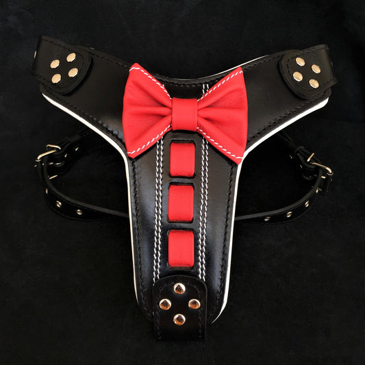 Red ''Bowtie'' Leather Dog Harness